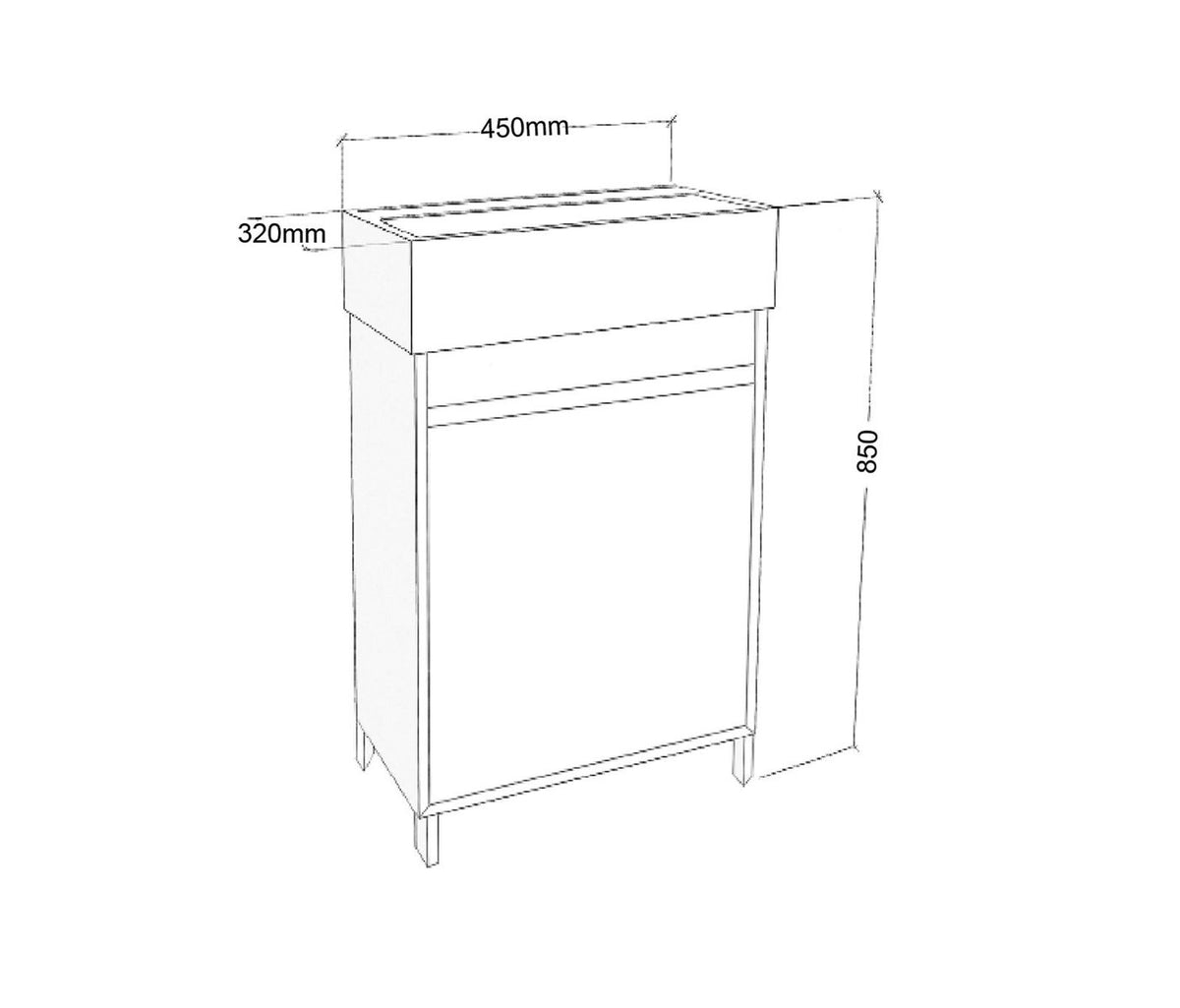 Maxio 450x320x850 Amazon Grey Cabinet with Drawer Leg (MDF)