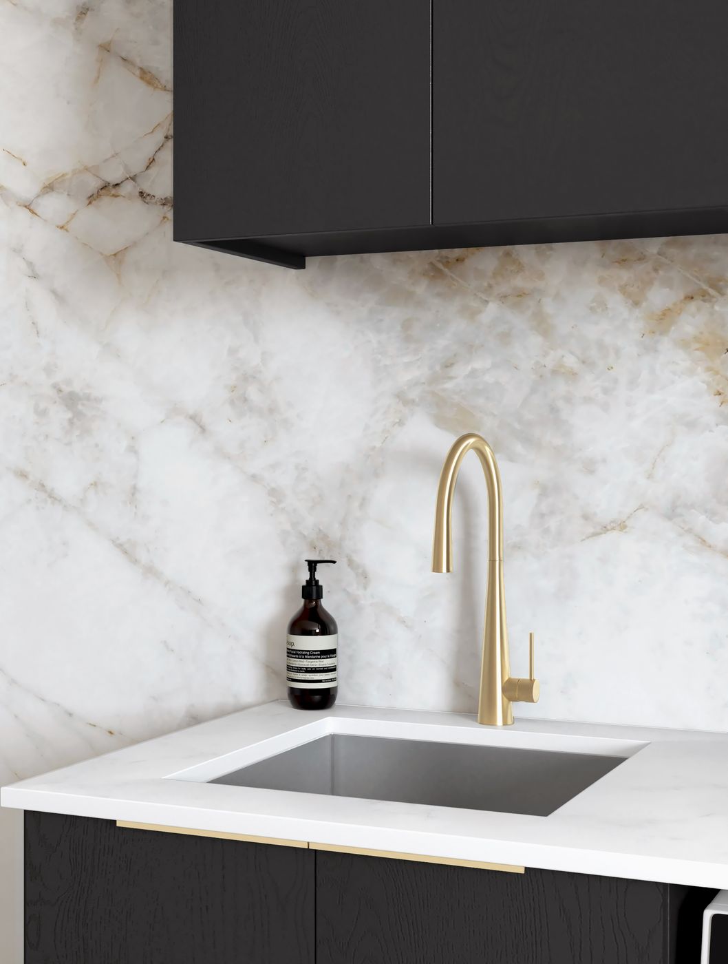 Laundry Kit 1305B Byron/Bondi Black Oak with Natural Carrara Marble Top