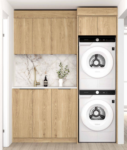 Laundry Kit 1715C Byron/Bondi Natural Oak with Natural Carrara Marble Top