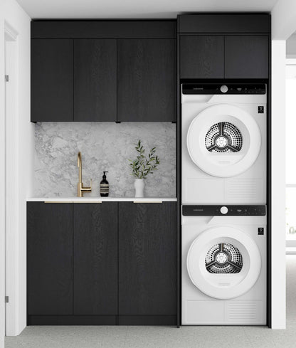 Laundry Kit 1715C Byron/Bondi Black Oak with Natural Carrara Marble Top