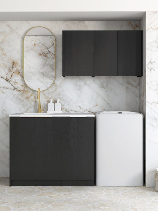 Laundry Kit 1715A Byron/Bondi Black Oak with Natural Carrara Marble Top