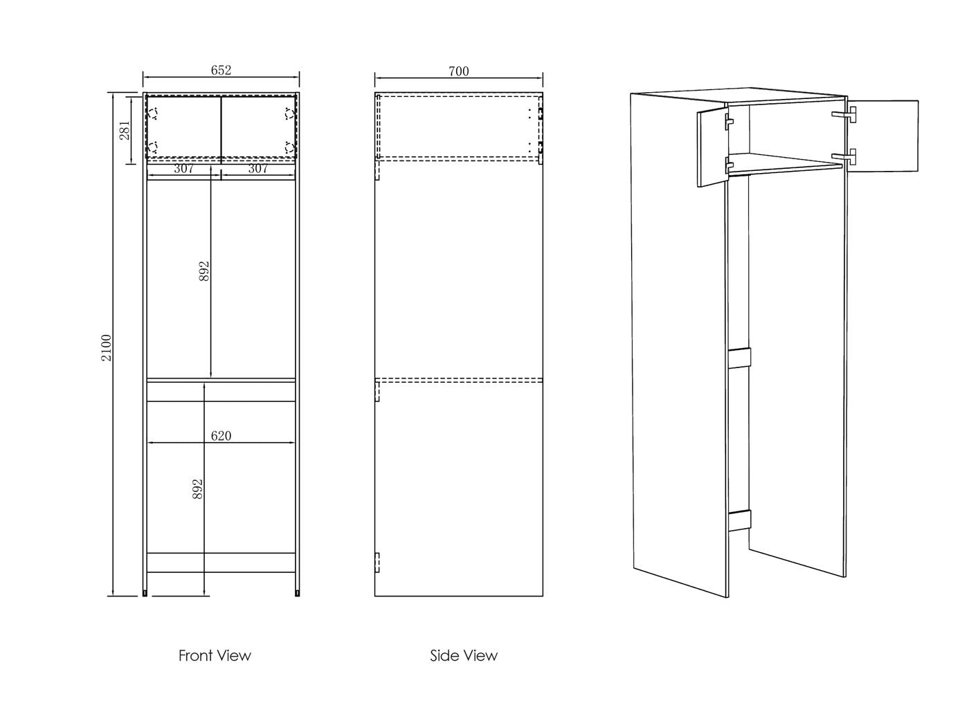 Byron/Bondi Laundry 2100 Black Oak Tall Washing Machine Cabinet