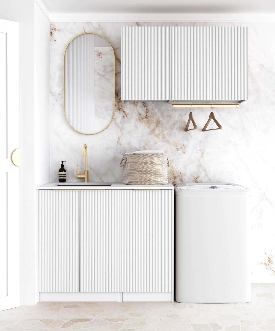 Laundry Kit 1715A Bondi Fluted White with Pure White Top