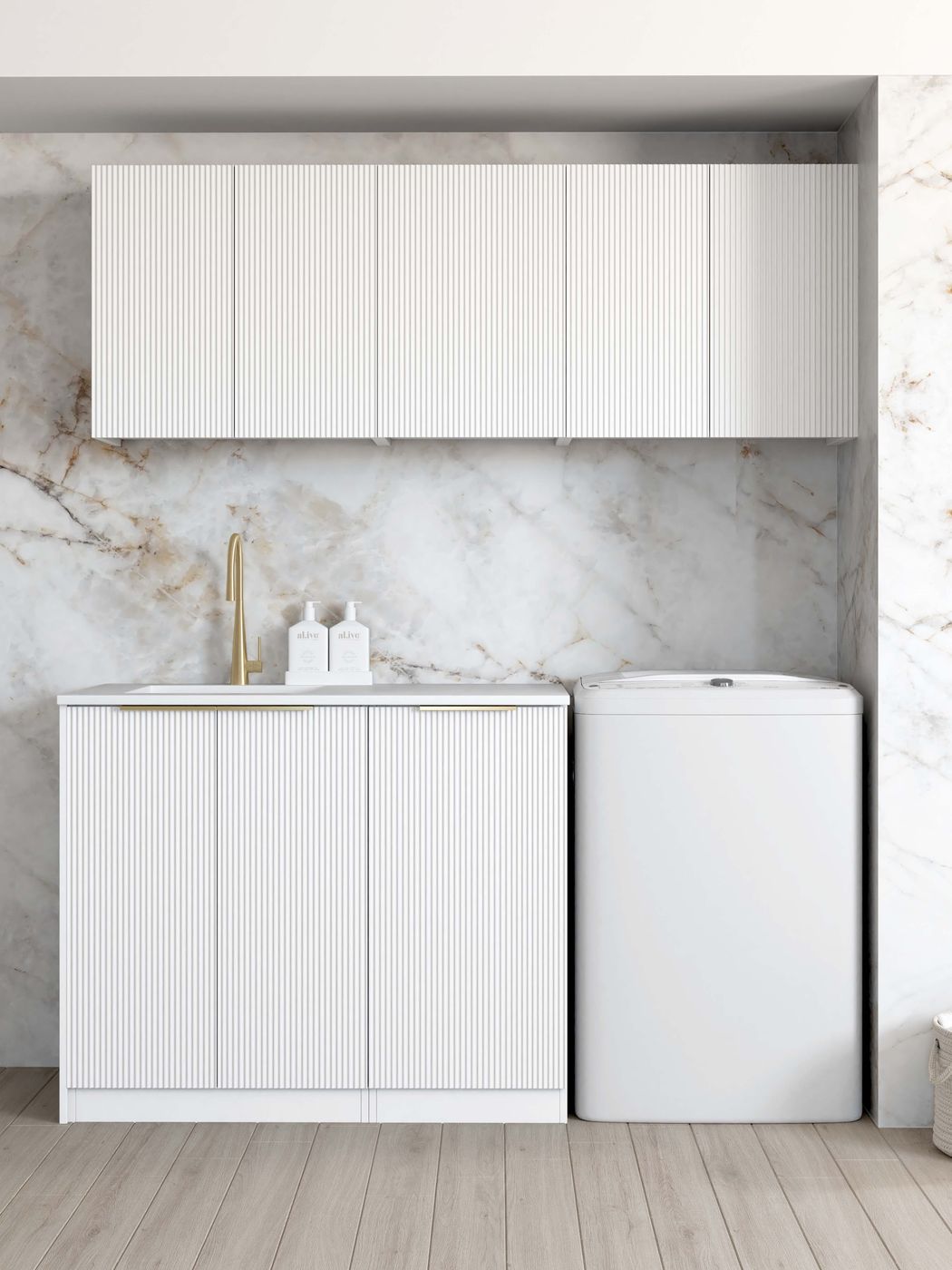 Laundry Kit 1715B Bondi Fluted White with Pure White Top