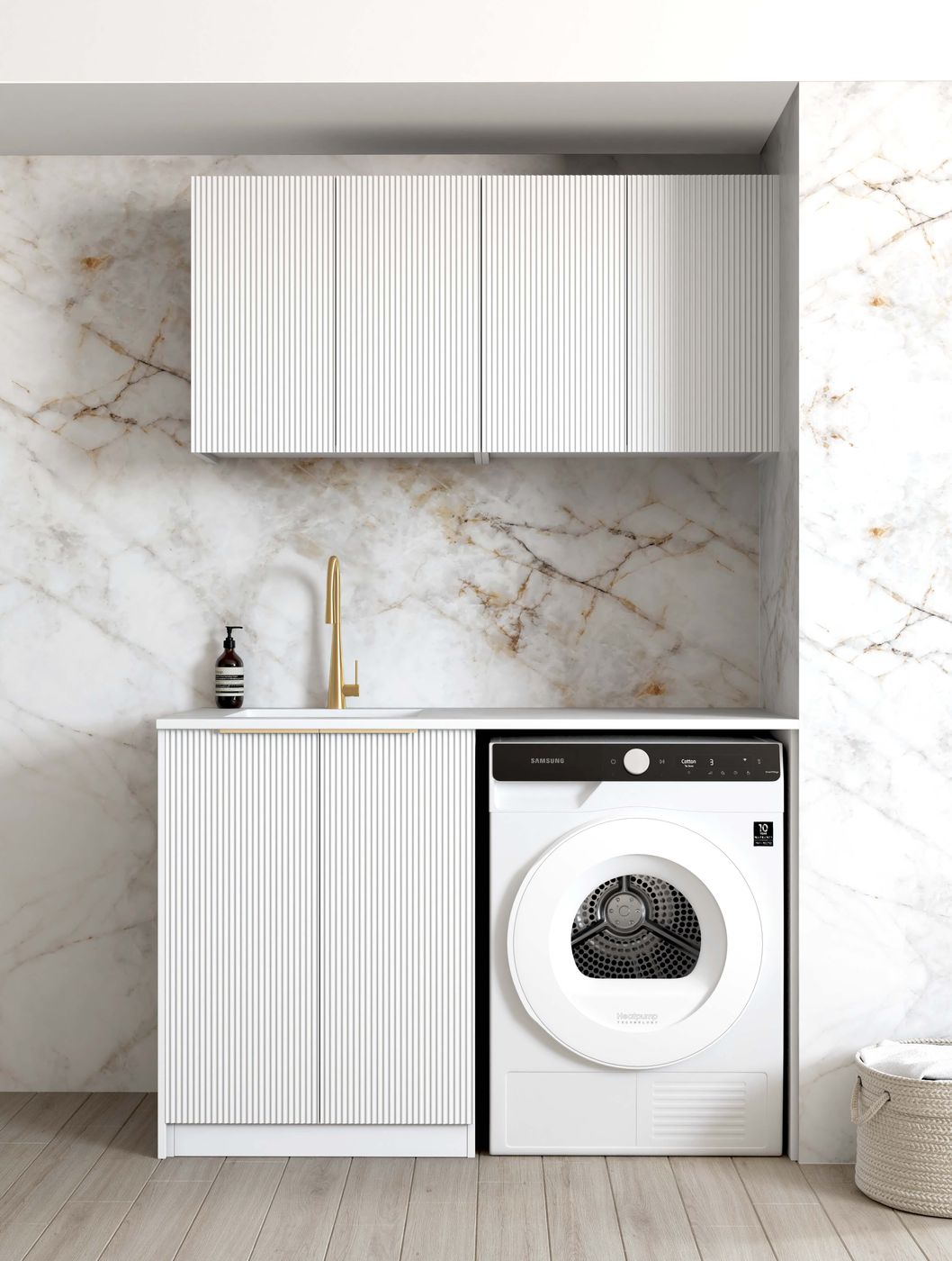 Laundry Kit 1305B Bondi Fluted White with Pure White Top
