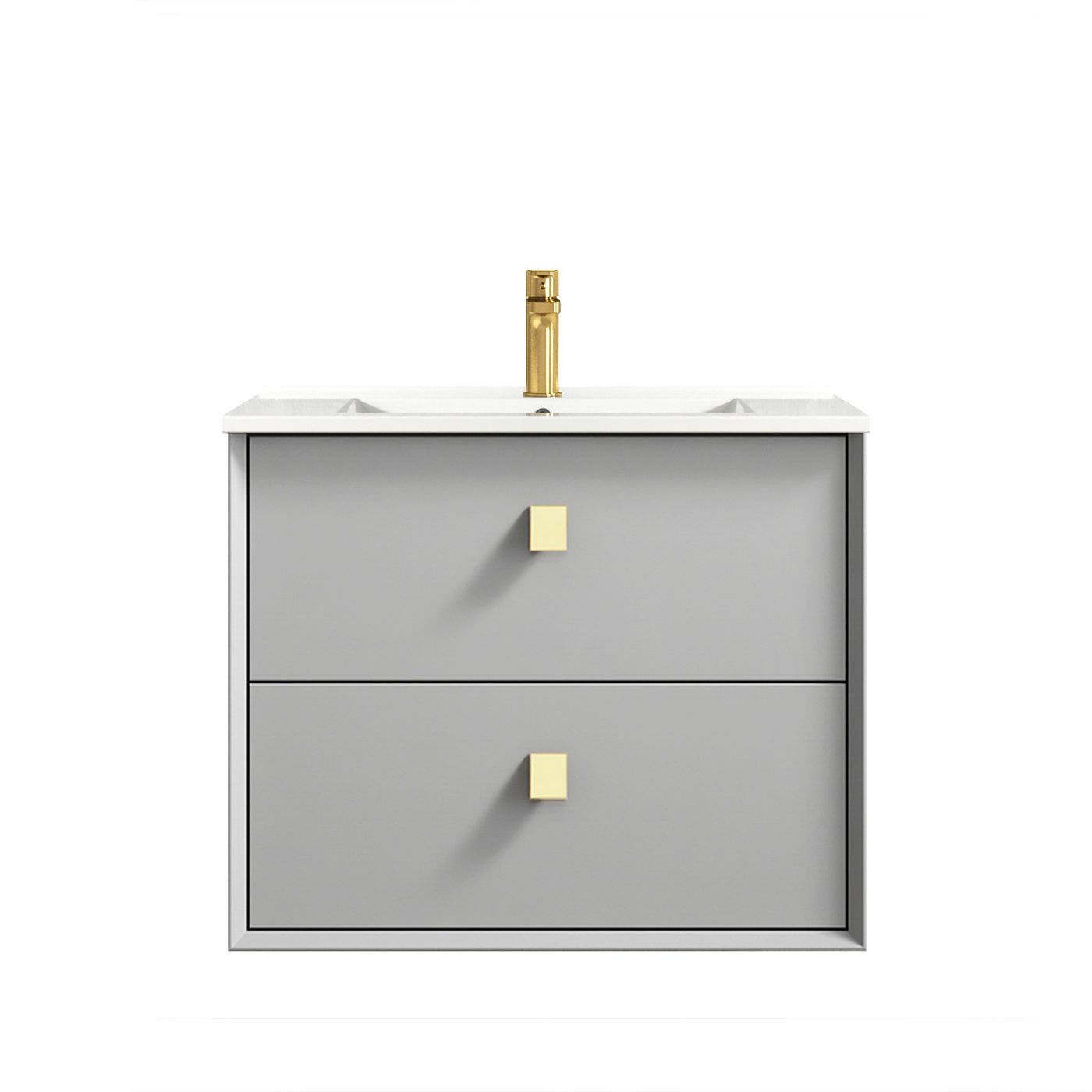 Boston 600mm Light Grey Wall Hung Vanity with Ceramic Top