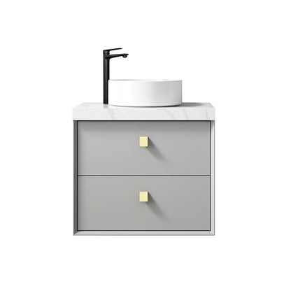 Boston 600mm Light Grey Wall Hung Vanity with Ceramic Top