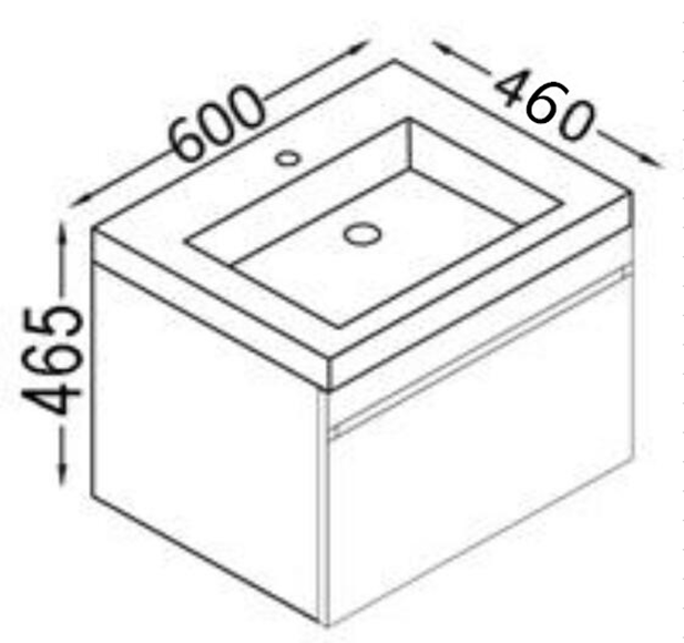 Dover 600mm Gloss White Wall Hung Vanity with Ceramic Top