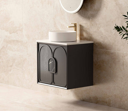 Laguna 600mm Black American Oak Wall Hung Cabinet Only