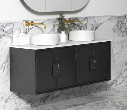 Laguna 1500mm Black American Oak Wall Hung Cabinet Only