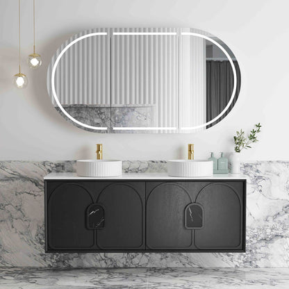 Laguna 1500mm Black American Oak Wall Hung Cabinet Only