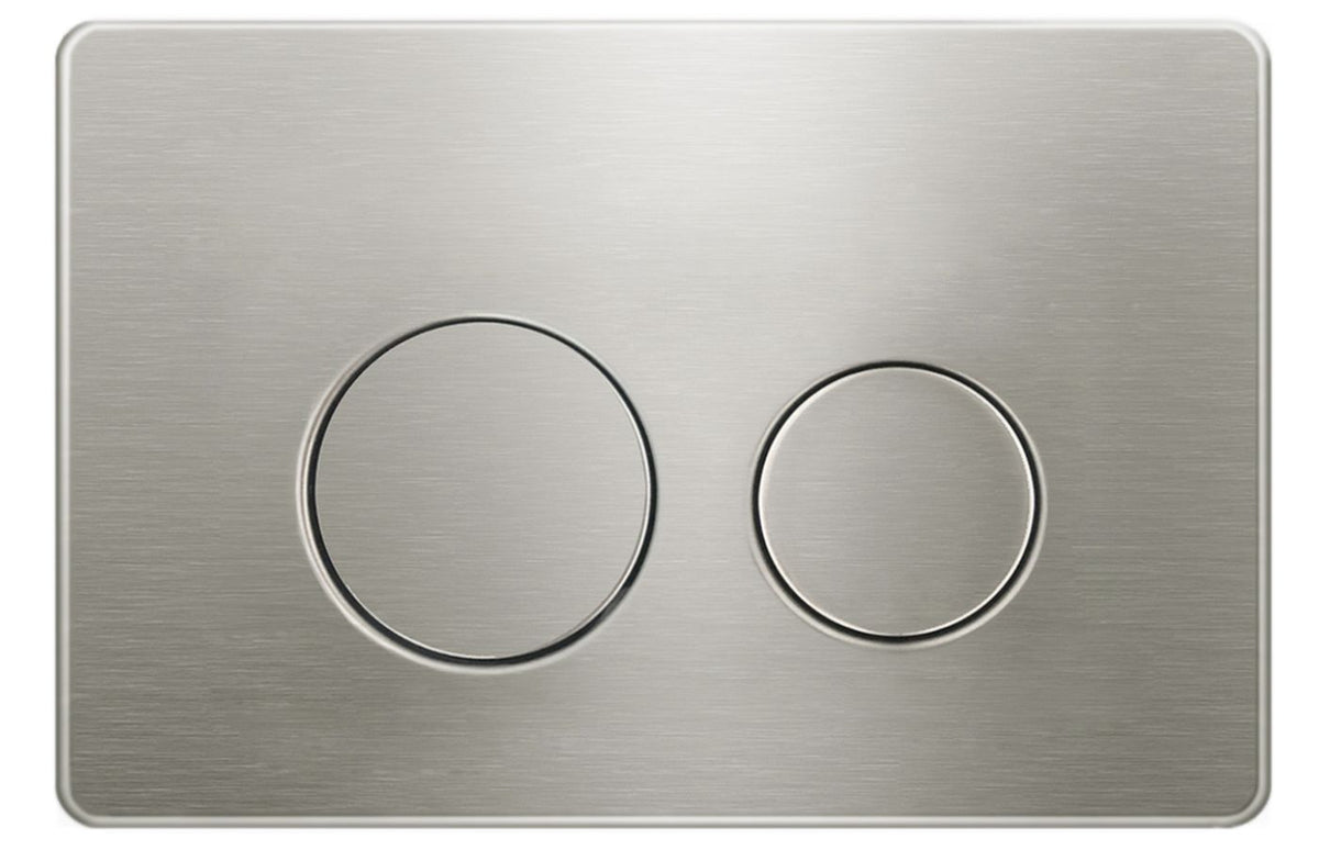 R&T Round Brushed Nickel Stainless Dual - Flush Push Plate