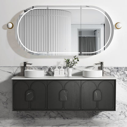 Laguna 1800mm Black American Oak Wall Hung Vanity with Pure White Top