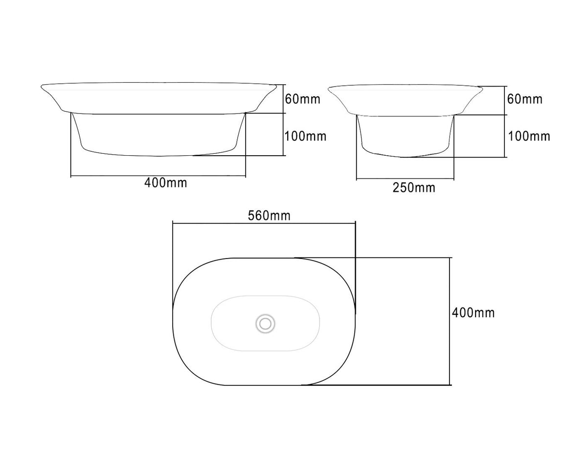 Hamptons Oval 610x440x210 Insert Basin