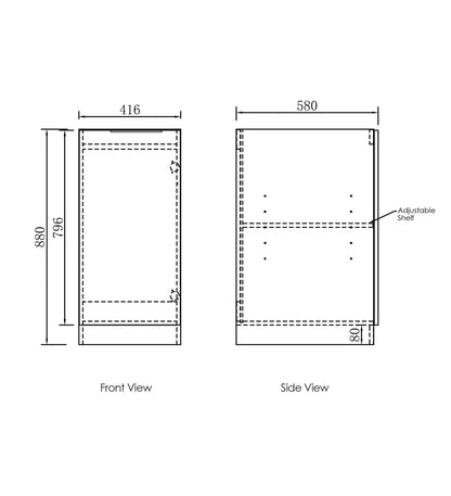 Byron/Bondi Black Oak Base Laundry Cabinet with 1060mm Natural Carrara Marble Top