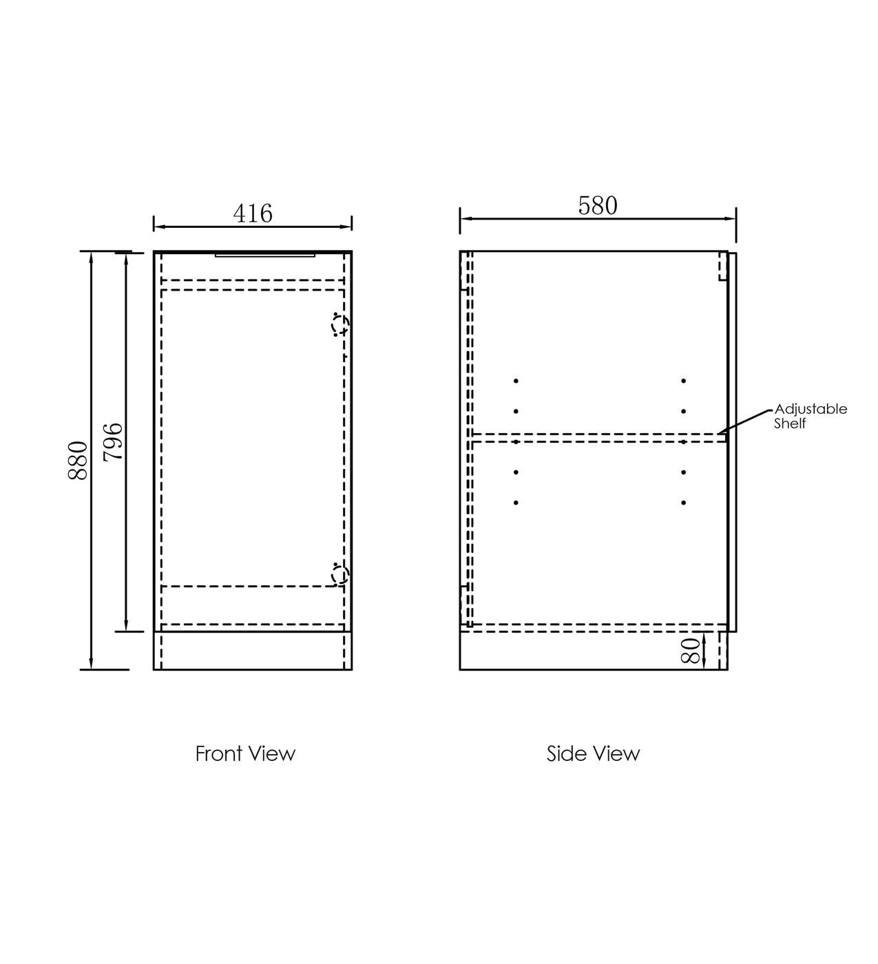 Byron/Bondi Black Oak Base Laundry Cabinet with 1060mm Pure White Top