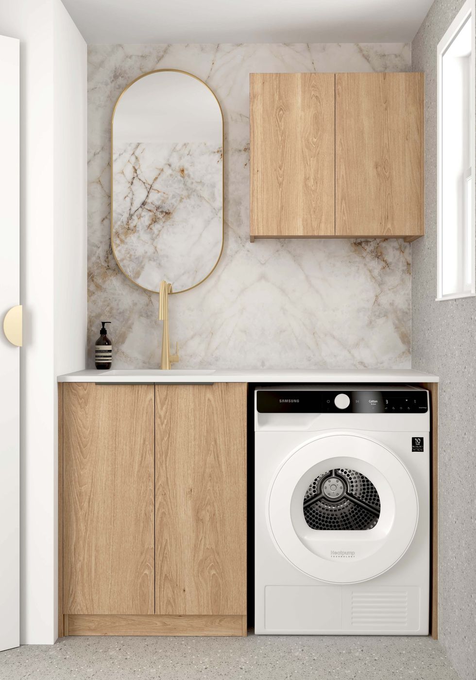Laundry Kit 1305A Byron/Bondi Natural Oak with Pure White Top