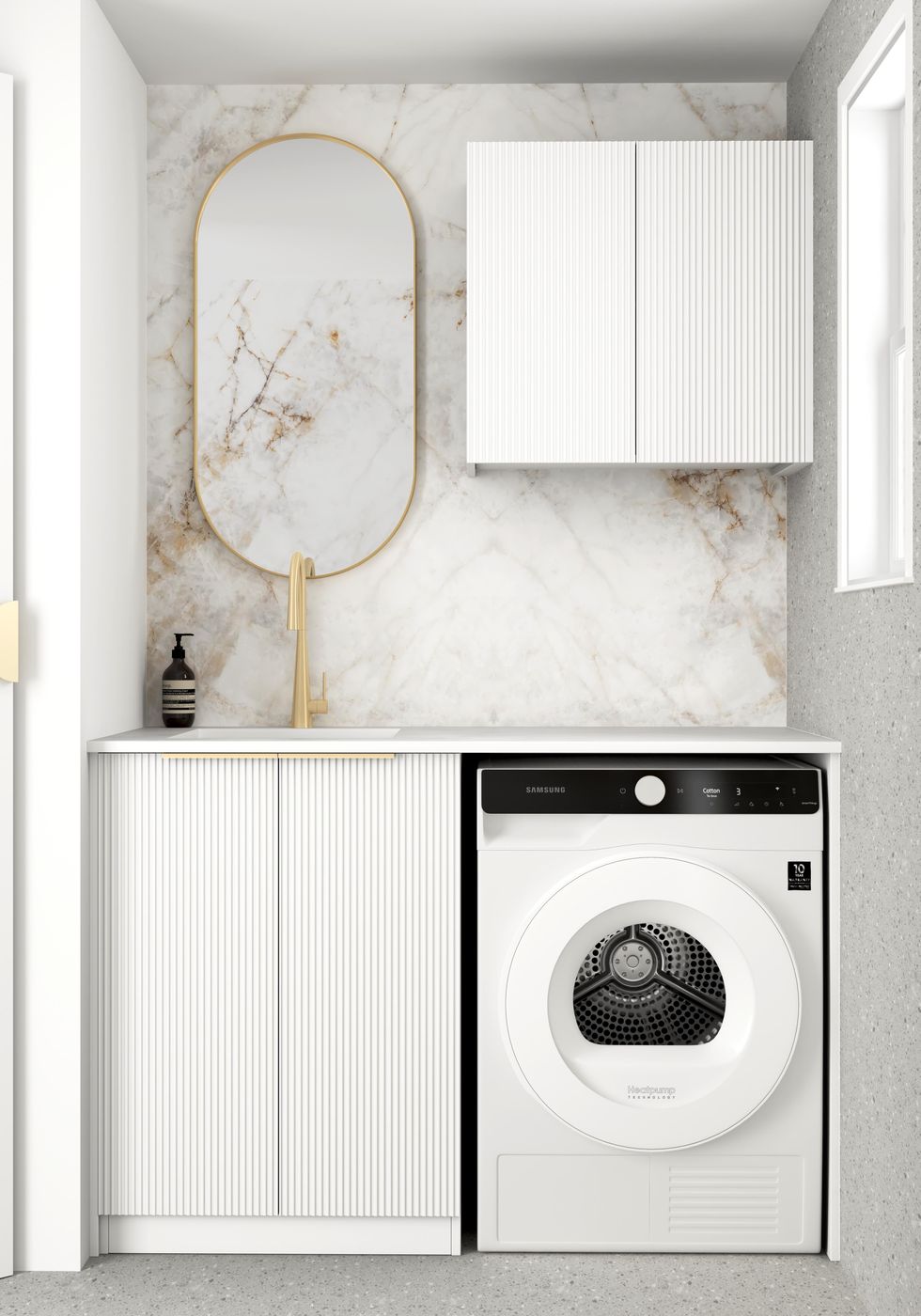 Laundry Kit 1305A Bondi Fluted White with Pure White Top