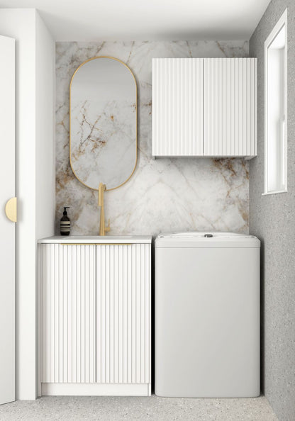 Wall and Base Cabinets Kit 650 Noosa Fluted White with Pure White Top