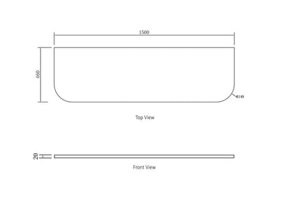 Bondi 1500x460x20 Pure White Top No Hole