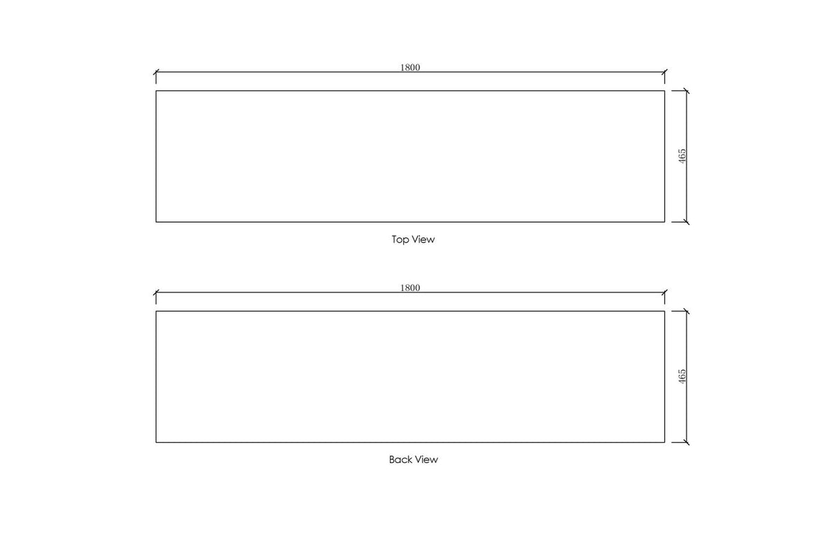 Vanity Top 1800x465x20 Pure White No Hole