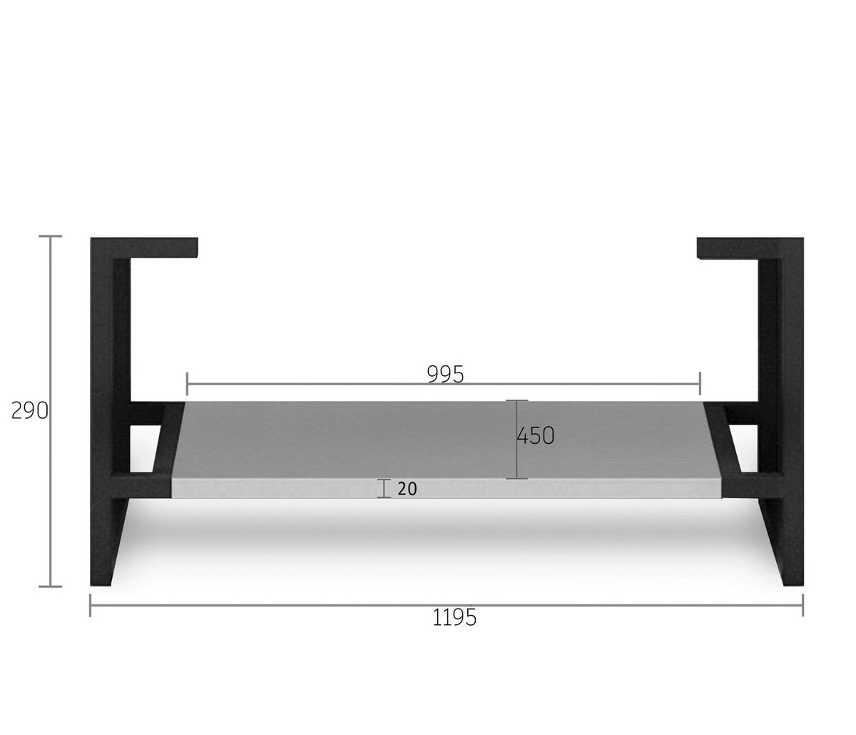 Leg Boston 1200X450 Matte Grey
