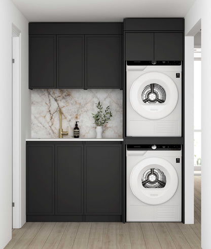 Laundry Kit 1715C Hampshire Black with Natural Carrara Marble Top