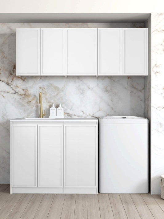 Laundry Kit 1715B Hampshire White with Natural Carrara Marble Top