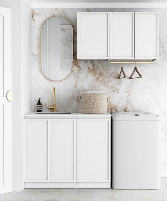 Laundry Kit 1715A Hampshire White with Natural Carrara Marble Top
