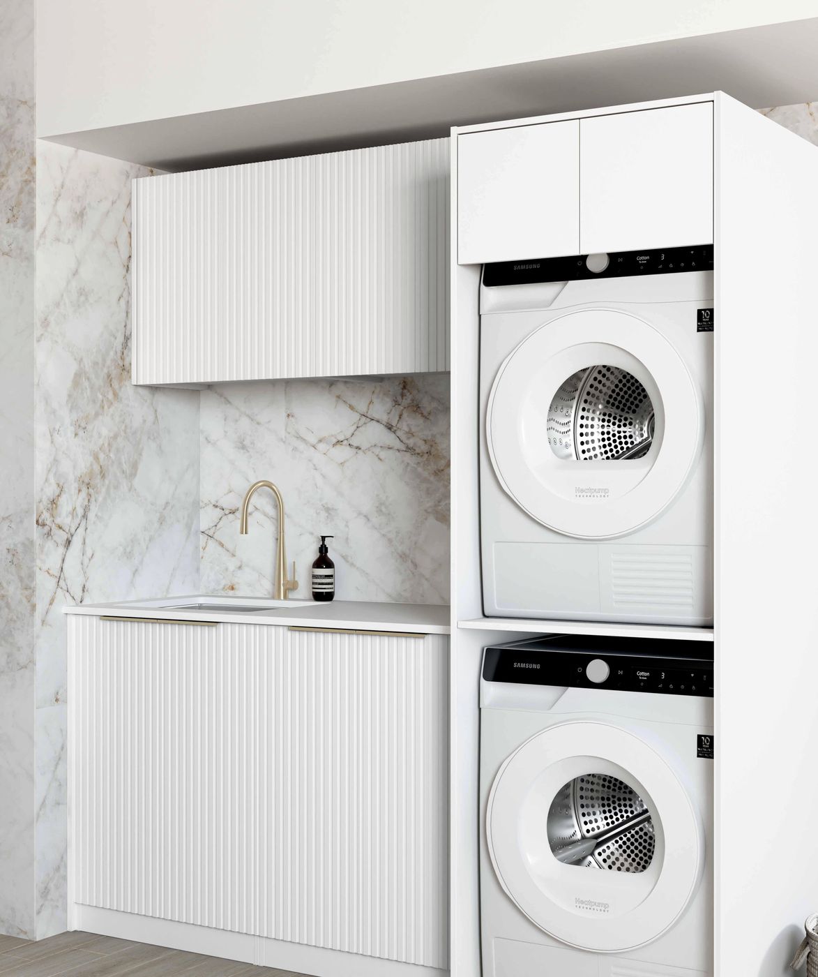 Laundry Kit 1960C Noosa Fluted White with Pure White Top