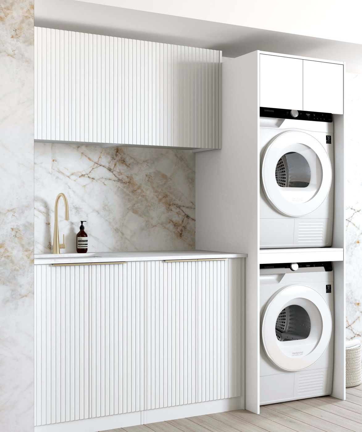 Laundry Kit 1960C Noosa Fluted White with Pure White Top