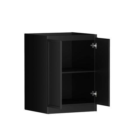 Hampshire Black Base Laundry Cabinet with 1060mm Natural Carrara Marble Top