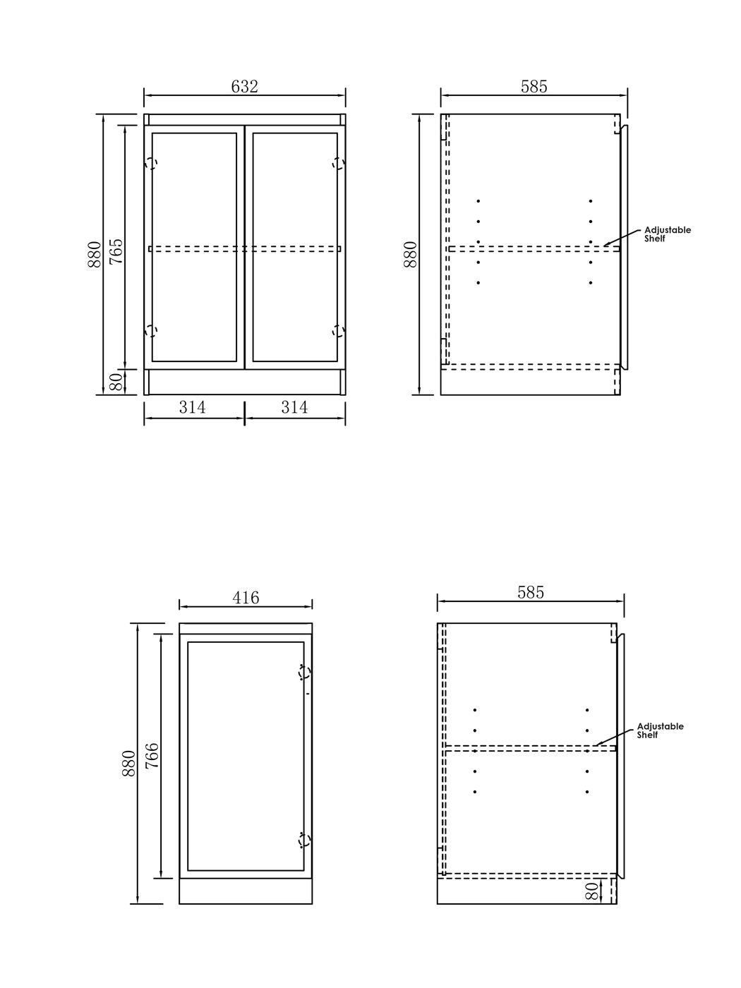 Hampshire Black Base Laundry Cabinet with 1060mm Natural Carrara Marble Top