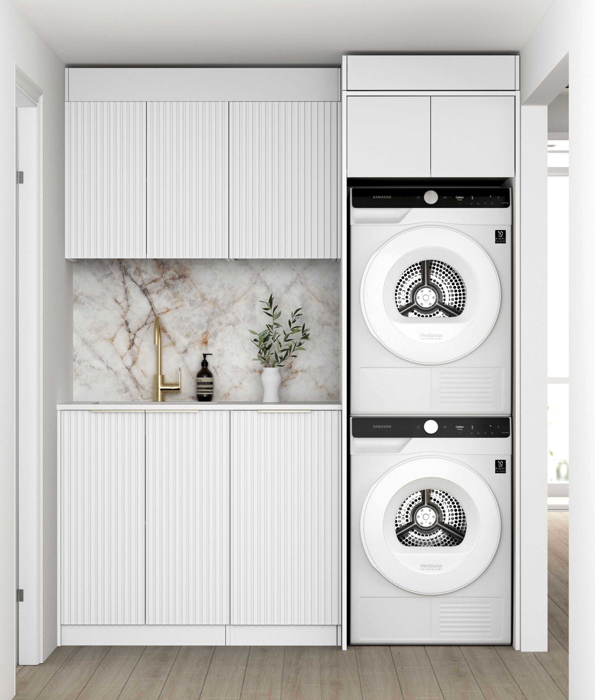 Laundry Kit 1715C Noosa Fluted White with Pure White Top