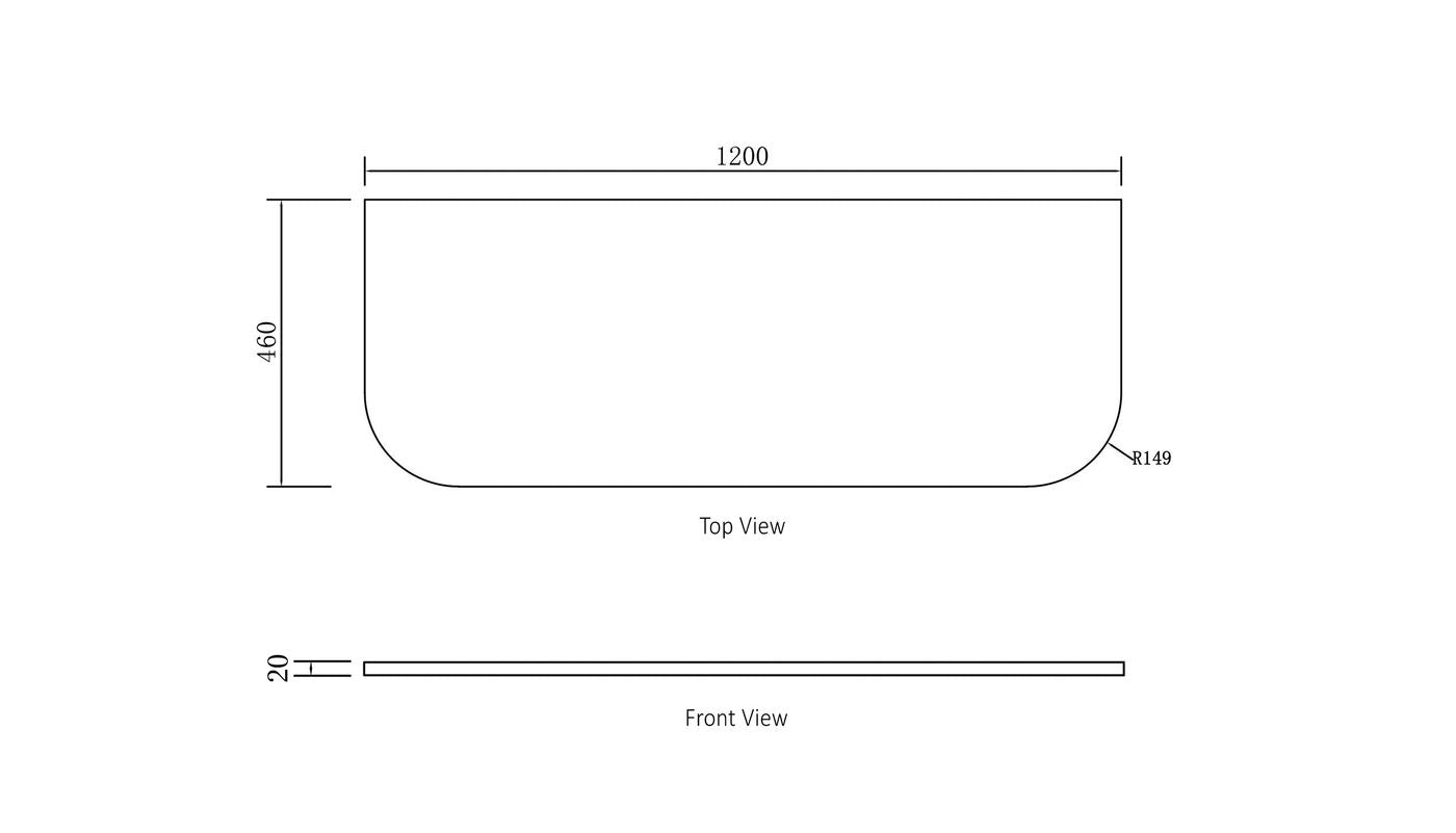 Bondi 1200x460x20 Pure White Top No Hole