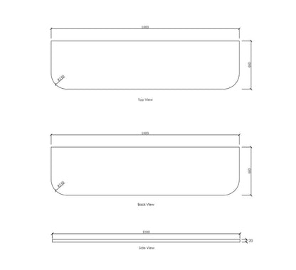 Bondi 1800x460x20 Solid Surface Matte White Top No Hole