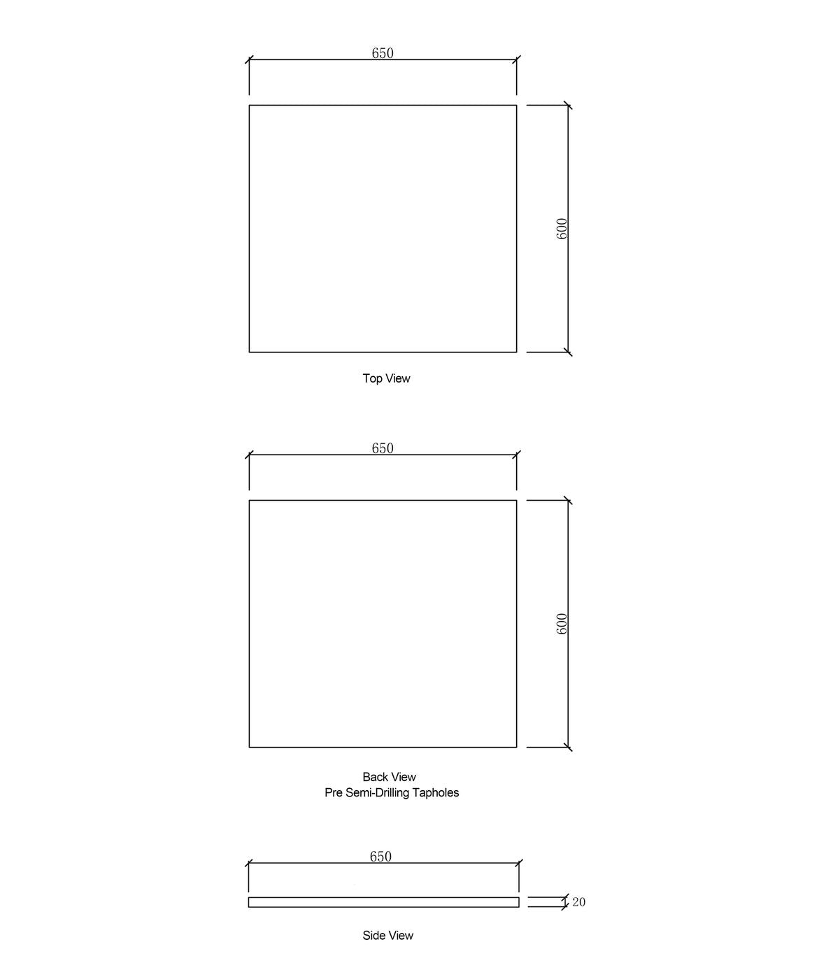 Laundry 650mm Solid Surface Cloudy Carrara Top - No Hole