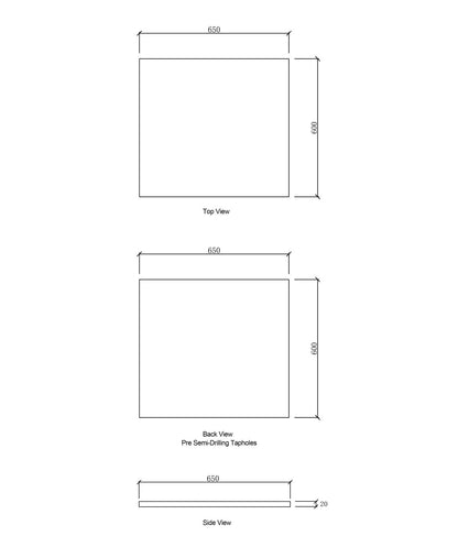 Laundry 650mm Solid Surface Cloudy Carrara Top - No Hole
