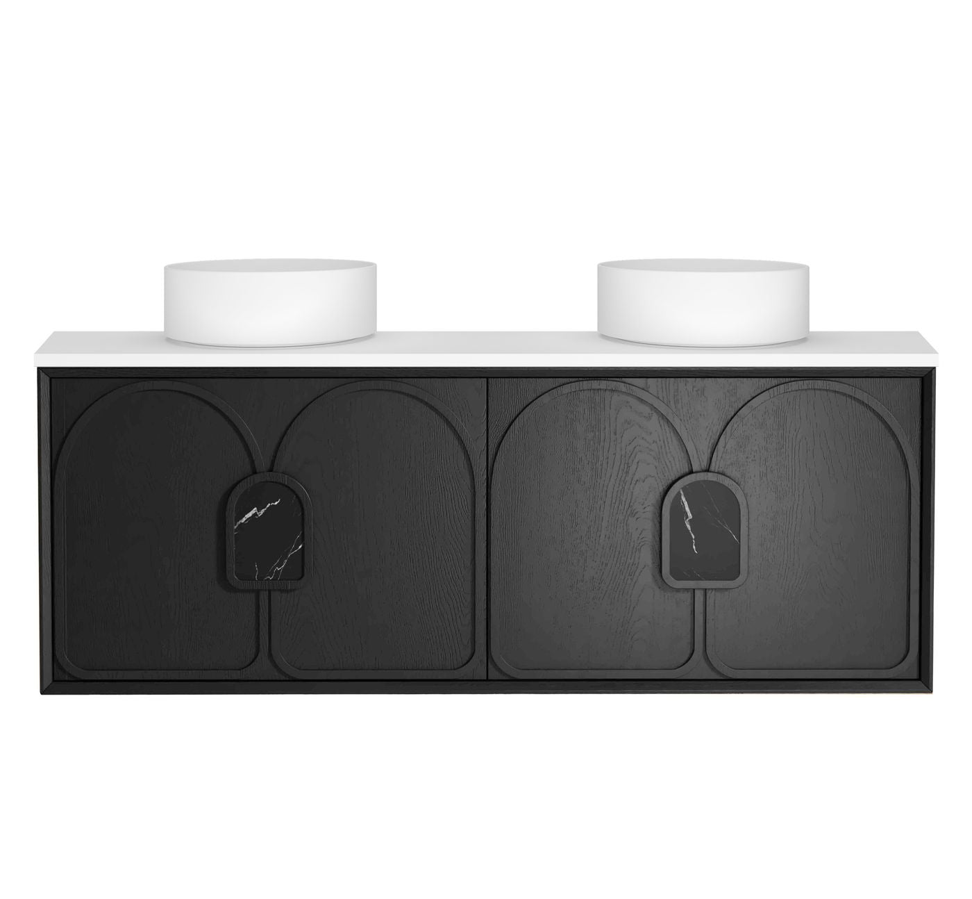 Laguna 1500mm Black American Oak Wall Hung Vanity with Matte White Top