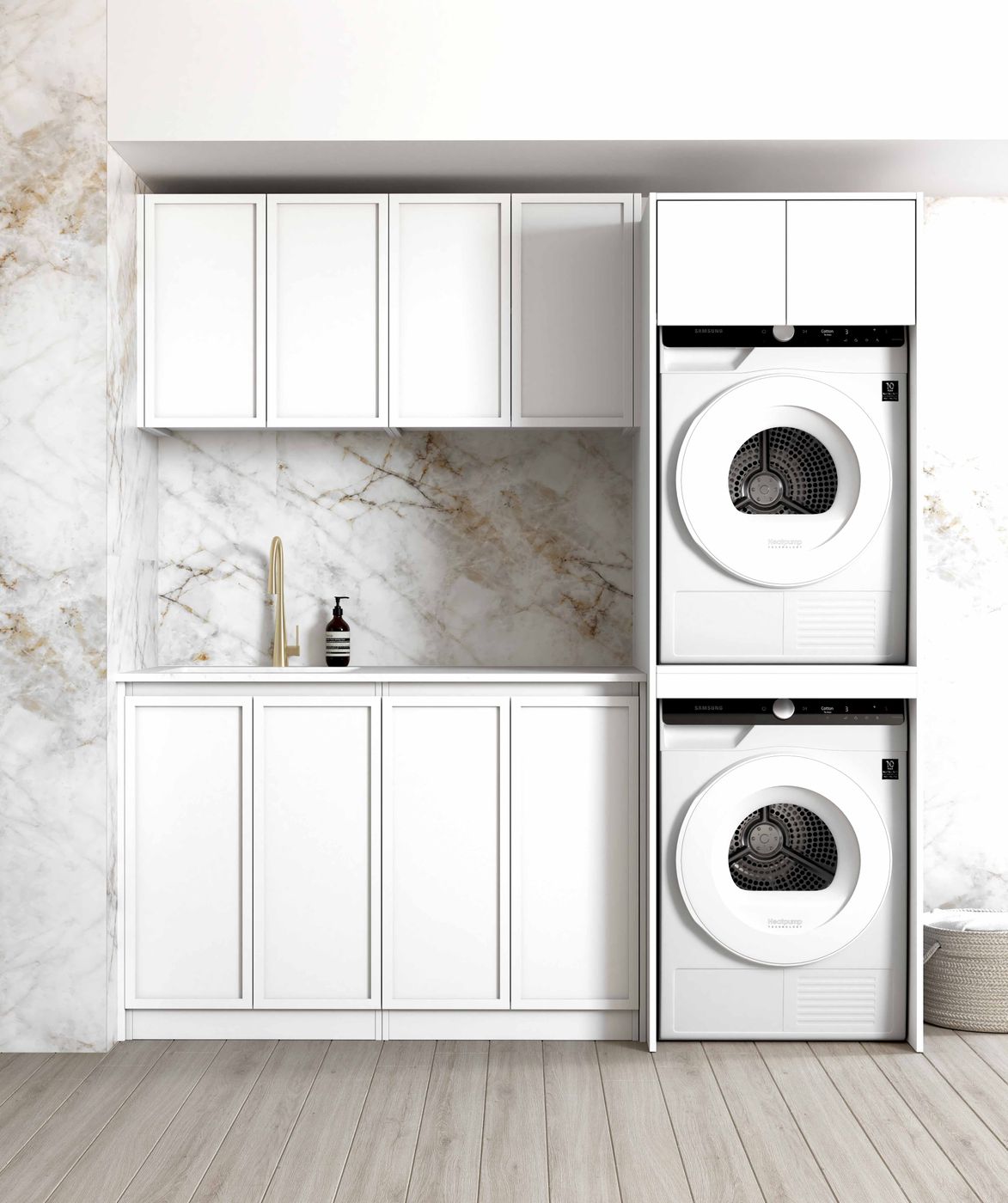 Laundry Kit 1960C Hampshire White with Cloudy Carrara Top