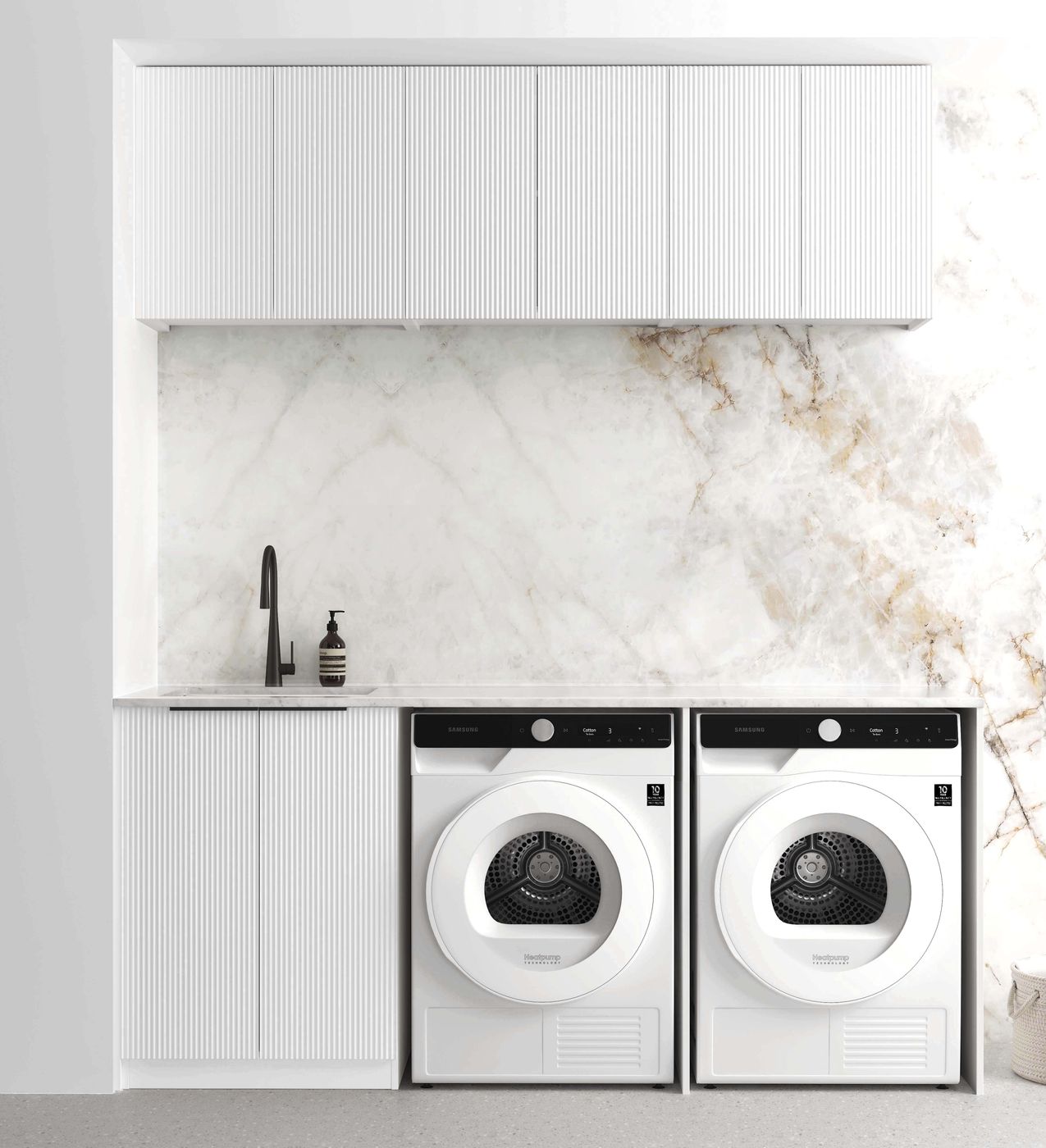 Laundry Kit 1960A Bondi Fluted White with Matte White Top