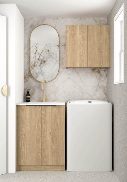 Wall and Base Cabinets Kit 650 Byron/Bondi Natural Oak with Matte White Top
