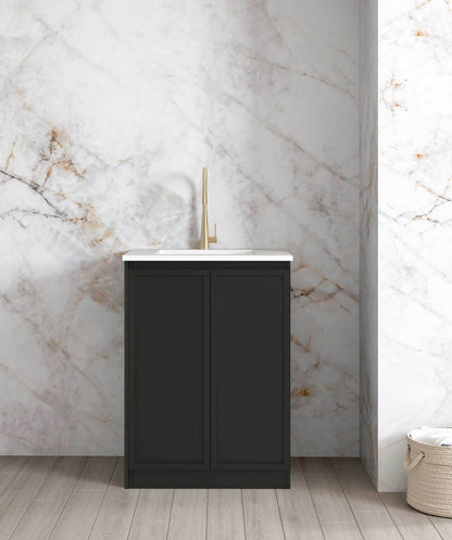 Mini Laundry 650mm Hampshire Matte Black with Pure White Top