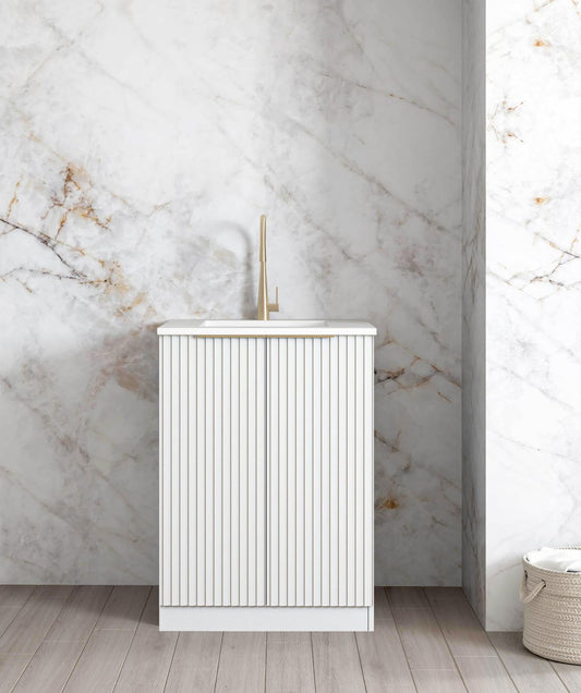 Mini Laundry 650mm Noosa Fluted White with Pure White Top