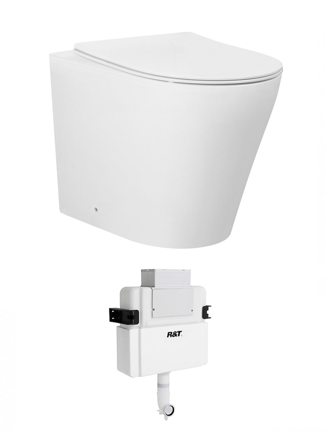 Alzano Wall Face Pan Hurricane Flush Matte White with R&T Low Rise Cistern, No Push Plate