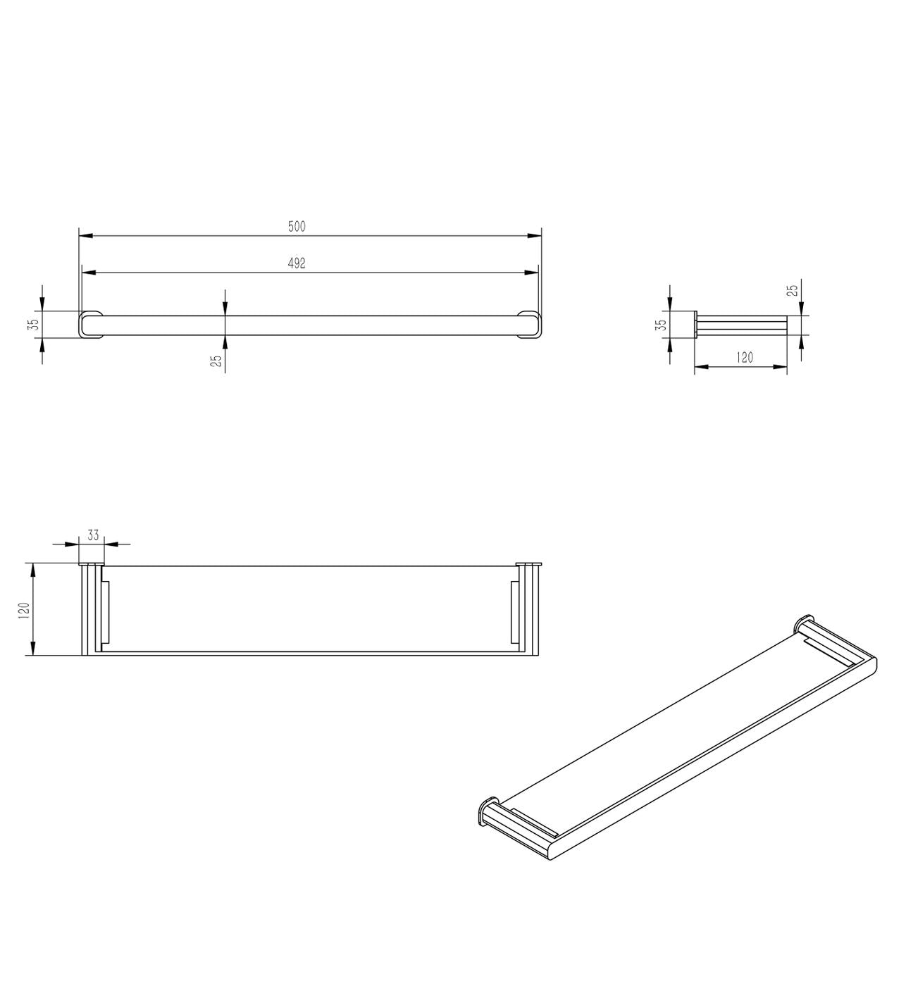 Oskar Matte Black Metal & Glass Shelf