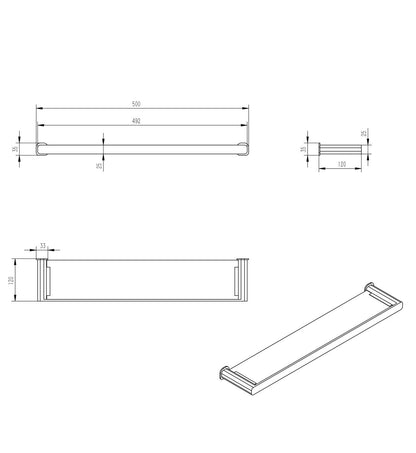 Oskar Matte Black Metal & Glass Shelf