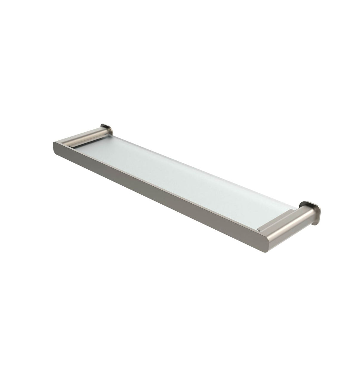 Oskar Brushed Nickel Metal & Glass Shelf