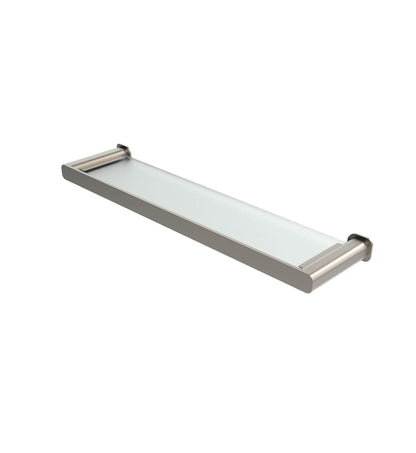 Oskar Brushed Nickel Metal & Glass Shelf