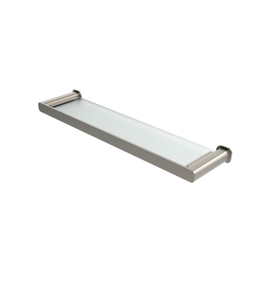 Oskar Brushed Nickel Metal & Glass Shelf